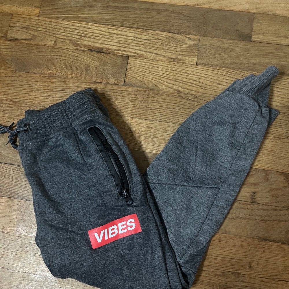 Vibe Kids Charcoal Joggers with Red Accent